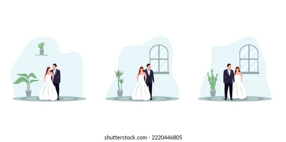 Wedding Flat Bundle Design Illustration