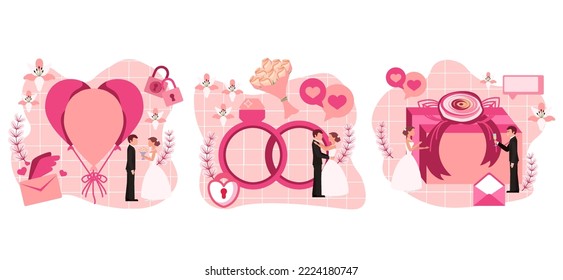 Wedding Flat Bundle Design Illustration
