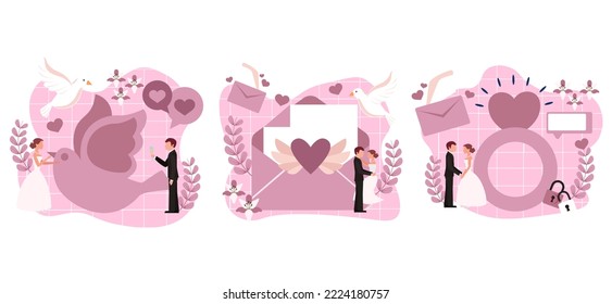 Wedding Flat Bundle Design Illustration