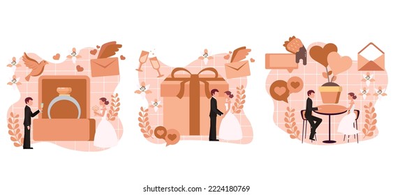 Wedding Flat Bundle Design Illustration