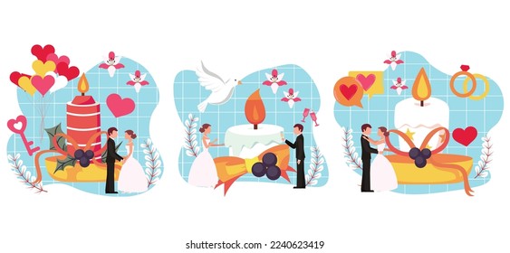 Wedding Flat Bundle Design Illustration