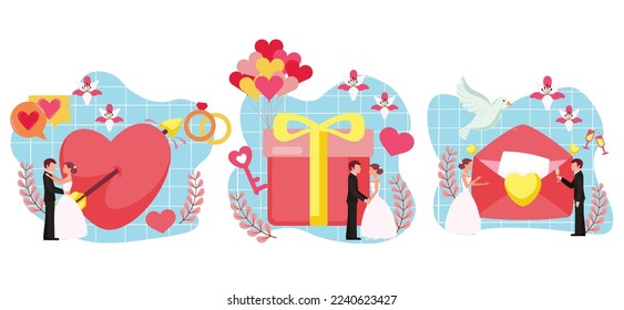 Wedding Flat Bundle Design Illustration