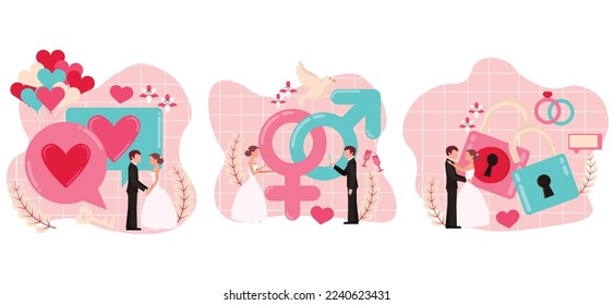 Wedding Flat Bundle Design Illustration