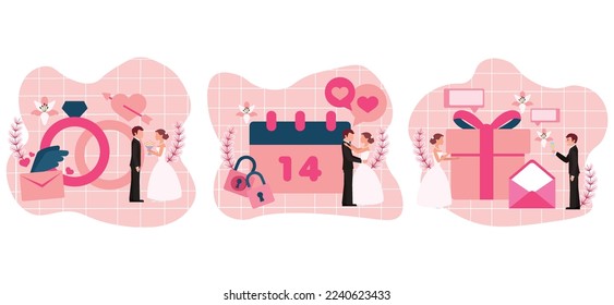 Wedding Flat Bundle Design Illustration