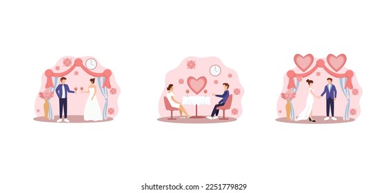 Wedding Flat Bundle Design Illustration