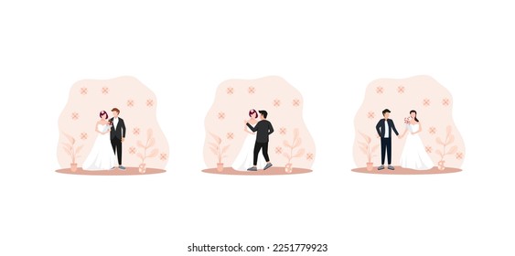 Ilustración de diseño de paquete plano de boda