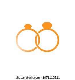 Wedding Flat Design Rings Icon with gradient gold color. vector icon