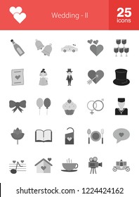 Wedding Flat Greyscale Icons
