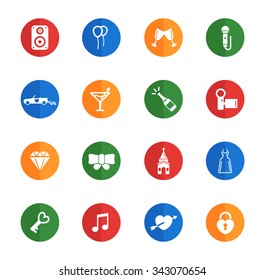 Wedding flat icons for media