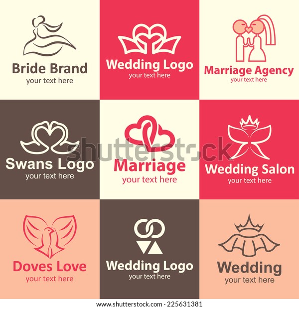 Wedding Flat Icons Set Logo Ideas Stock Image Download Now