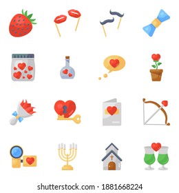 
Paquete Vectores de iconos planos de boda 