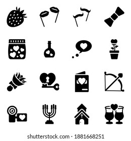 
Paquete Vectores de iconos planos de boda 