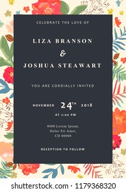 Wedding floral background. Save the date. Colorful invitation, cards, for designs. Vector illustration