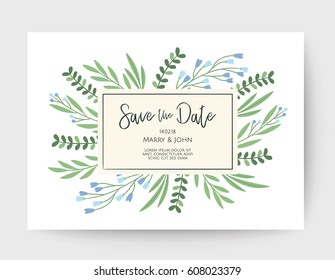 Wedding floral card, Wedding invitation
