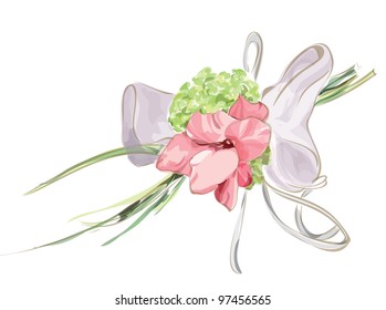 Wedding Floral Decor with Hydrangea and Gladiolus. Vector illustration.