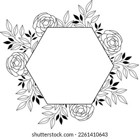Wedding floral frame svg, Floral Hexagon SVG, Floral Hexagon Circle SVG svg