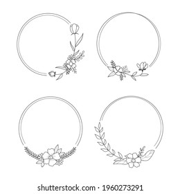 Wedding floral frame vector, Floral template for wedding frame, Hand drawn floral frame collection Free Vector