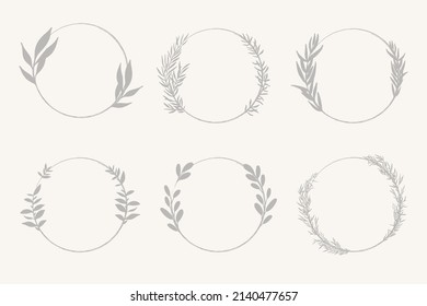 Wedding floral handdrawn vector border set