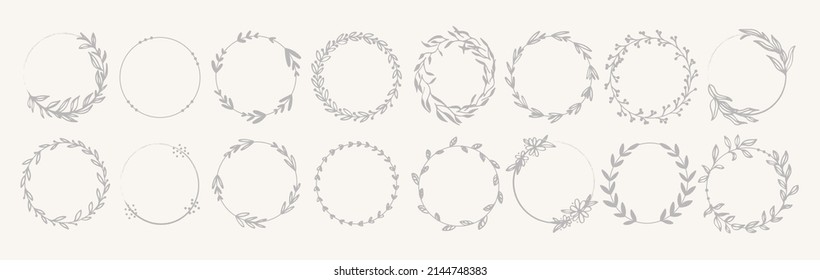 Wedding floral handdrawn vector border set