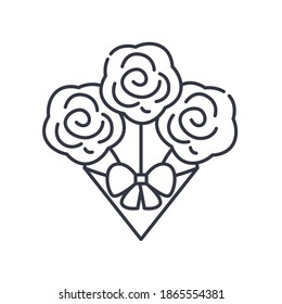 Wedding floral icon, linear isolated illustration, thin line vector, web design sign, outline concept symbol with editable stroke on white background.