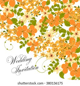 Wedding floral invitation. Invitation or wedding card with abstract floral background.