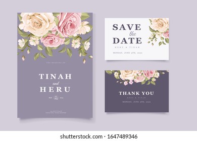 wedding floral invitation card template