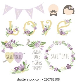 Wedding Floral Invitation Elements
