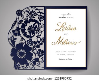 Wedding Floral Invitation for laser cutting. 