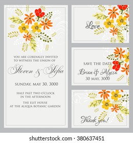 Wedding floral invitation set