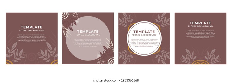 Wedding floral invitation template. Floral background for social media posts, mobile apps, banners design and web internet ads. Vector fashion backgrounds. Vector exotic flowers, leaves boho card 