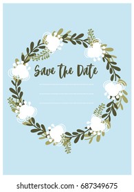 Wedding floral  invitation template vector 