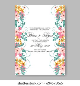 Wedding floral invitation vector template daisy