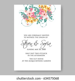 Wedding floral invitation vector template daisy