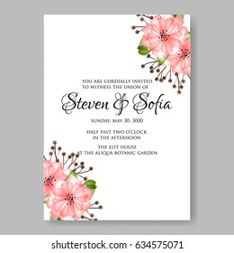 Wedding floral invitation vector template pink peony