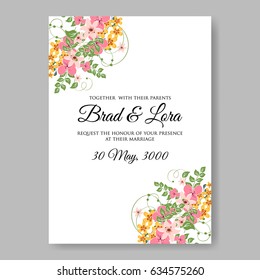 Wedding floral invitation vector template daisy