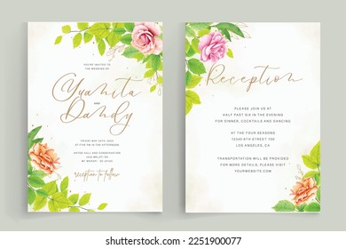 wedding floral and leaves design card