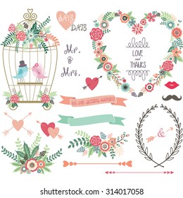 Wedding Floral, love Bird,Laurels set.