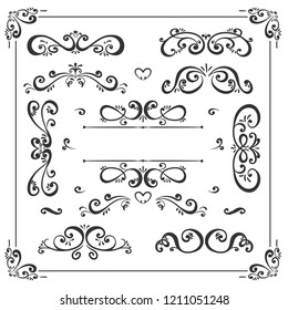 Wedding Floral Ornament Frame, Corner, Divider Collection