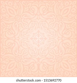 Wedding floral Pale ecru pale peach decorative vector vintage pattern fashion wallpaper mandala design 