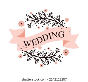 wedding floral ribbon and leaves