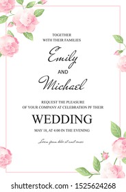 Wedding floral rose design. Trendy romantic invitation anemone. Vector Illustration