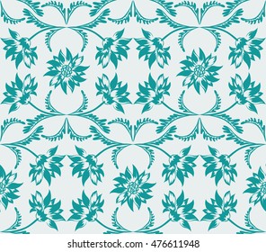 Wedding floral seamless pattern. Victorian style. Decorative background with graphical flowers. Vector illustration.