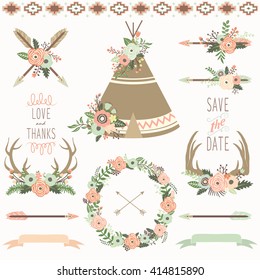 Wedding Floral Teepee Tribal Set