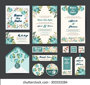 Wedding floral template collection.Wedding invitation,