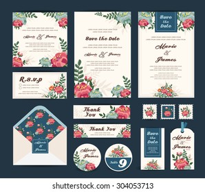 Wedding floral template collection.Wedding invitation,