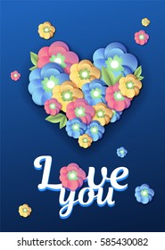 Wedding floral template Wedding invitation card Love you