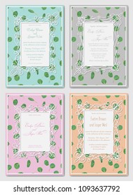Wedding floral watercolor style double invite, invitation, save the date card design with cute Eucalyptus tree greenery leaves decoration. Vector natural elegant, rustic luxury template. 