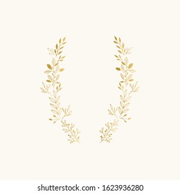 Wedding floral wreath. Oval luxury border. Botanical frame for invitation design. Vector isolated illustration.