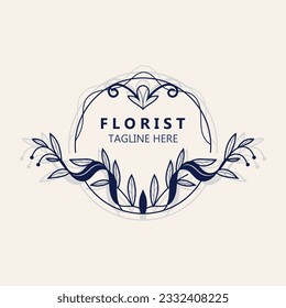 Wedding Florist logo beautiful floral leaf and flower vector art, icon graphic decoration business template