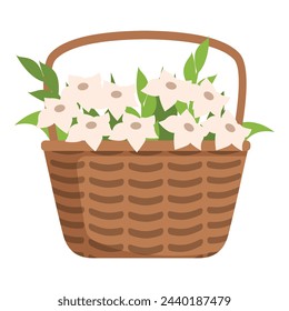 Icono de la cesta de flores de boda vector de dibujos animados. Afiche de naturaleza. Cosecha de temporada